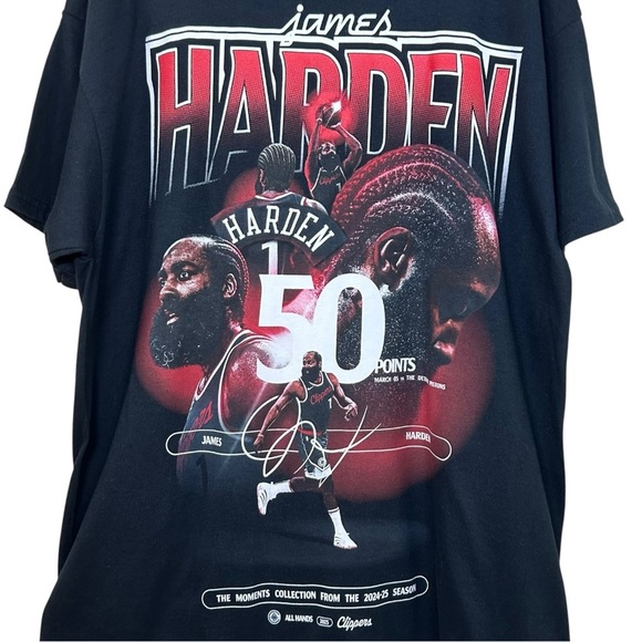 LA Clippers - James Harden 2025 NBA Playoffs Tee-Shirt + Rally Towel - Black, XL - Picture 3 of 14